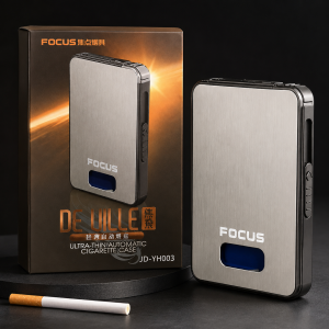 FOCUS JD-YH003 Ultra Thin Automatic Cigarette Case Portable Metal Cigarette Box