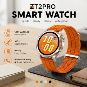 ZT2PRO 1.43" AMOLED Display Smart Watch with Bluetooth Calling & 100+ Sports Modes