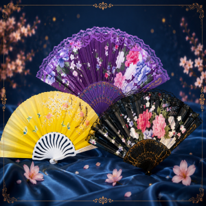 Premium Floral Hand Fan/ Hat Pakha - Elegant Portable Design