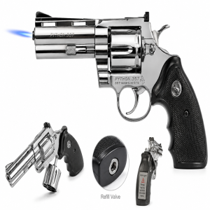Revolver Shape Refillable Butane Gas Lighter Windproof Pocket Lighter
