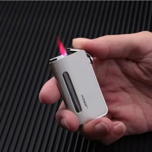 Ultra-Thin Metal Torch Lighter Jet Turbo Windproof Visible Gas Butane Cigar Cigarettes Portable Lighter