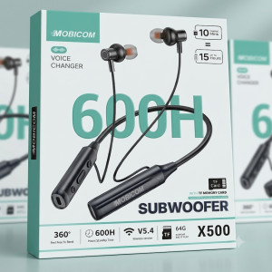 Mobicom X500 Wireless Neckband with Voice Changer & Subwoofer – 600H Standby Time