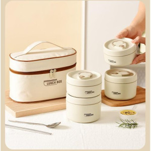 4 Pcs Stainless Steel Lunch Box With Bag