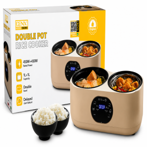 DENX Double Pot Rice Cooker 2L (1L+1L) - 450W+450W Twin Bowl Multi-Cooker (DX3901)