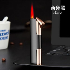 New Metal Long Bar Straight Jet Gas Lighter Can Be Filled with Gas Windproof Red Flame Lighter