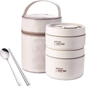 2pcs 304 Stainless Steel Lunch Box With Bag