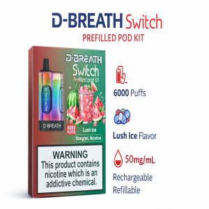 D-Breath Switch Prefilled Pod Kit Lush Ice Flavor 6000 Puff