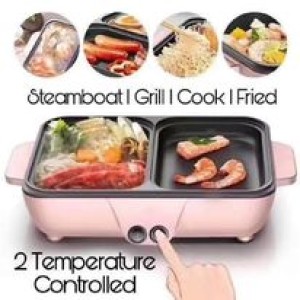 2 IN 1 Electric Hot Pot Cooker BBQ 1400W Grill Multicooker Electric BBQ Grill Non Stick Plate Barbecue Pan Hot Pot 110V-220V