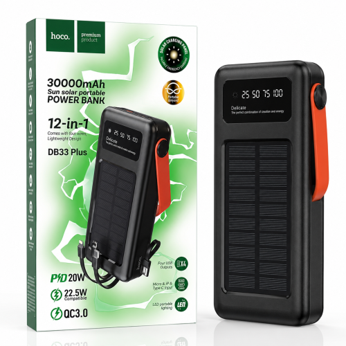 HOCO DB33 Plus 30000mAh Fast Charging Solar Power Bank with LED Light | Products | B Bazar | A Big Online Market Place and Reseller Platform in Bangladesh