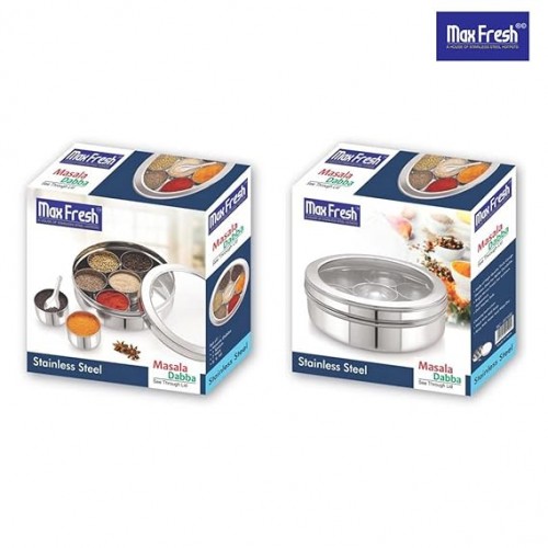 Stainless Steel Masala Dabba Spice Box With Transparent Glass Lids - 7 Pcs | Products | B Bazar | A Big Online Market Place and Reseller Platform in Bangladesh