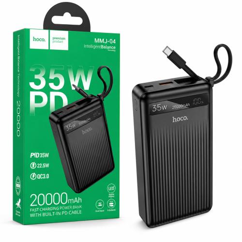 Hoco MMJ-04 20000mAh 35W PD Fast Charging Power Bank with Built-in Cable | Products | B Bazar | A Big Online Market Place and Reseller Platform in Bangladesh