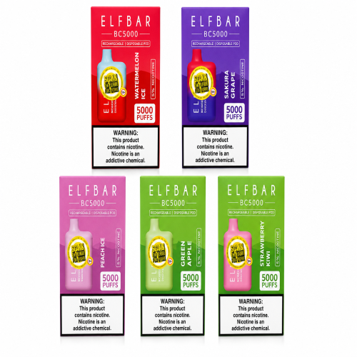 ELFBAR BC5000 Disposable Vape 5000 Puffs – Watermelon Ice, Sakura Grape, Peach Ice, Green Apple & Strawberry Kiwi | Products | B Bazar | A Big Online Market Place and Reseller Platform in Bangladesh