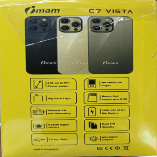 New imam C7 VISTA 3.5 Screen Dual Sim Card Feature Straight Phone Model Built-in Large Battery Ultra-thin Phone Bright | Products | B Bazar | A Big Online Market Place and Reseller Platform in Bangladesh
