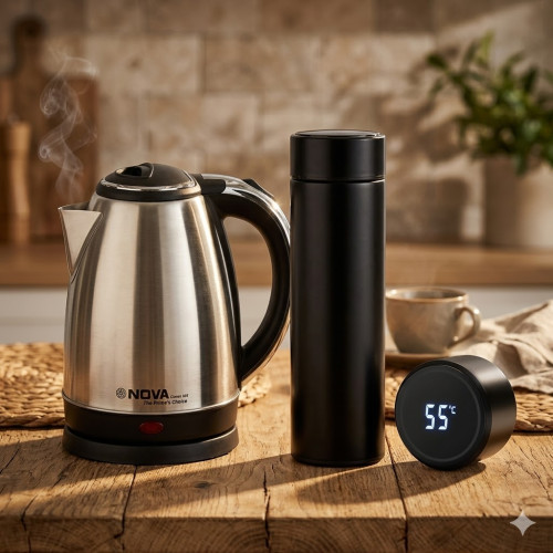 Smart Portable LED Flask + NOVA Stainless Steel Electric Kettle 1.8L Combo | Products | B Bazar | A Big Online Market Place and Reseller Platform in Bangladesh