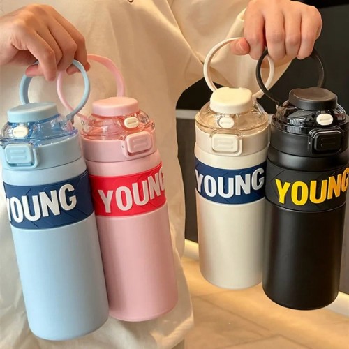 650ml Fashion Stainless Steel Sport Thermal Flask With Straw Leak-Proof Thermal Bottle With Handle Tumbler | Products | B Bazar | A Big Online Market Place and Reseller Platform in Bangladesh