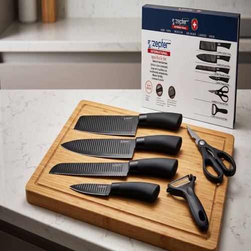 Premium Zepter 6 Pcs Kitchen Knife Set - Black Non-Stick Coating | Products | B Bazar | A Big Online Market Place and Reseller Platform in Bangladesh