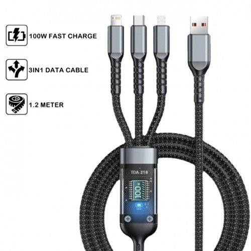 TDA-218 Transparent Chip 3 In 1 Super Fast Mobile Phone Charging Cable | Products | B Bazar | A Big Online Market Place and Reseller Platform in Bangladesh