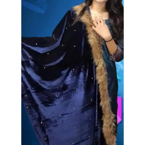 Velvet Shawl & Stone works, Comfortable Soft Winter Wear Velvet Chador blue color | Products | B Bazar | A Big Online Market Place and Reseller Platform in Bangladesh