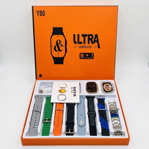 Y80 Ultra Smartwatch 8+1 Mega Combo Gift Set - 8 Straps & Protective Case price in BD