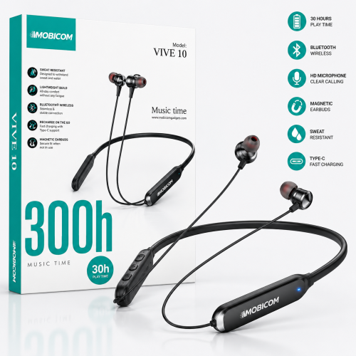MOBICOM VIVE 10 Wireless Sports Neckband with 30H Battery | Products | B Bazar | A Big Online Market Place and Reseller Platform in Bangladesh