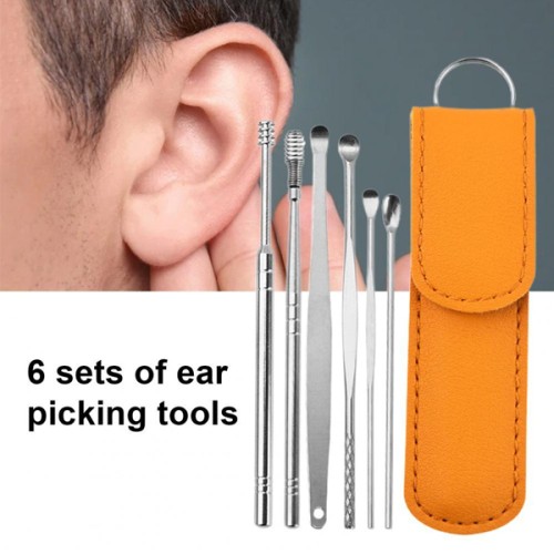 6Pcs Ear Wax Remove Kit with Leather Case Ear Cleaner Wax Removal Tool Earpick | Products | B Bazar | A Big Online Market Place and Reseller Platform in Bangladesh