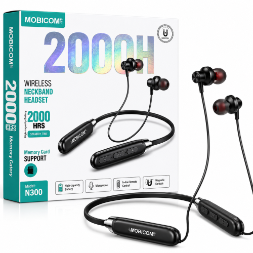 MOBICOM E120 2000H Wireless Bluetooth Neckband Earphone with Memory Card Support | Products | B Bazar | A Big Online Market Place and Reseller Platform in Bangladesh