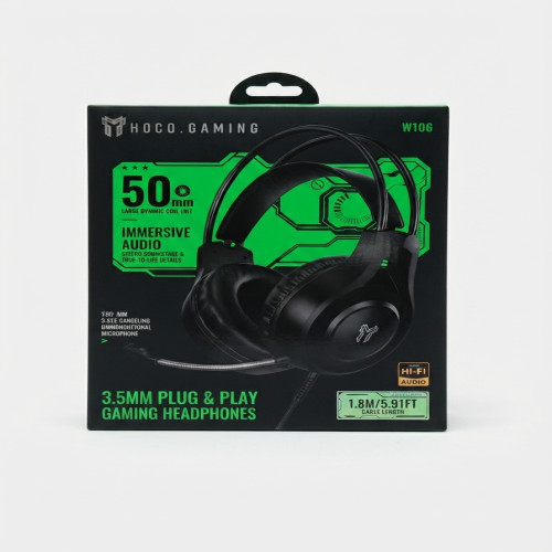 Hoco W106 3.5mm Plug & Play Immersive Gaming Headphones with 50mm Dynamic Driver & Noise-Cancelling Mic | Products | B Bazar | A Big Online Market Place and Reseller Platform in Bangladesh
