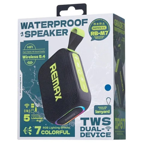 REMAX RB-M7 Portable Mini Wireless Speaker IP67 Waterproof with RGB Light HiFi Sound Bluetooth V5.4 Speakers | Products | B Bazar | A Big Online Market Place and Reseller Platform in Bangladesh