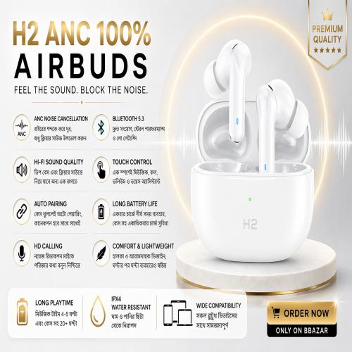 AirPods H2 100 Percent ANC Active Noise Cancelling Bluetooth Earbuds For All Phone | Products | B Bazar | A Big Online Market Place and Reseller Platform in Bangladesh
