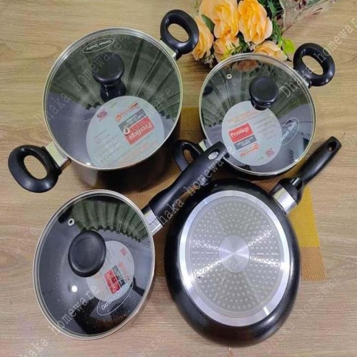 Prestige Omega Granite Set of 7 Pieces with Sos Pan, korai, fry pan, milk pan Induction Bottom Cookware price in bd