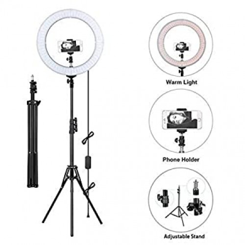 Studio 16 inch Ring Light Dimmable LED Lamp for Makeup Youtube Video with remote control