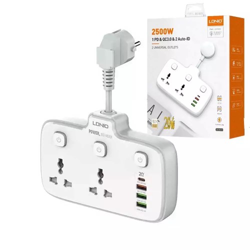 LDNIO SC2413 PD & QC3.0 2 UNIVERSAL OUTLETS POWER SOCKET