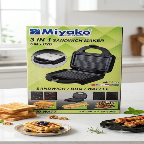 Miyako SM-826 Non-Stick Breakfast Maker (Sandwich / BBQ / Waffle) - 750 Watt | Products | B Bazar | A Big Online Market Place and Reseller Platform in Bangladesh