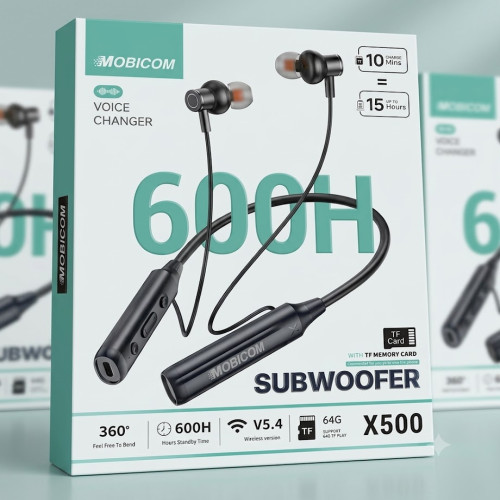 Mobicom X500 Wireless Neckband with Voice Changer & Subwoofer – 600H Standby Time | Products | B Bazar | A Big Online Market Place and Reseller Platform in Bangladesh