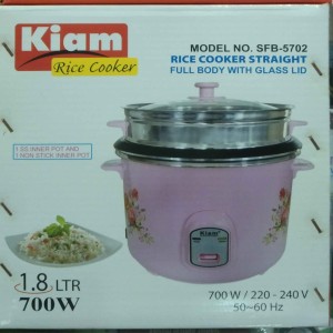 KIAM Rice Cooker 1.8 Liters Straight Full Body One Non Stick Pot 700 Watts SFB-5702