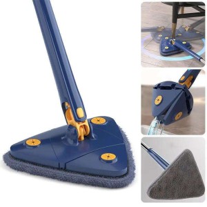 Professional Triangle Mop 360 Rotatable Adjustable Cleaning Mop for Tub Tile Floor Home Kitchen130CM Handle Reusable Spin Mop
