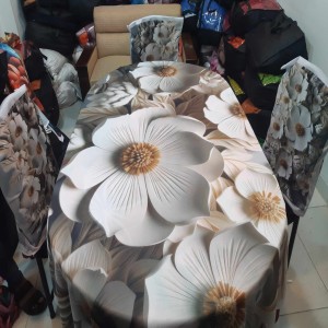 Digital 3D Printed Velvet Dining Table Cloth With Chair Cover-04