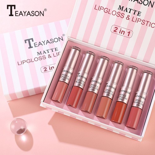 6 Colours Matte Lipstick Set Mirror Water Shiny Lipstick Matte Liquid Lip Gloss 2 in 1 | Products | B Bazar | A Big Online Market Place and Reseller Platform in Bangladesh